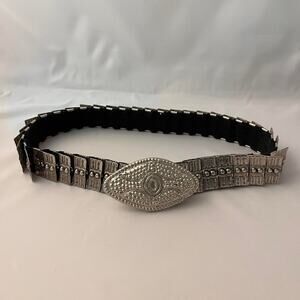 Harwill Silver Tone Metal Stretch Belt Women's 27" - 32" Waist 80's Glam Rock